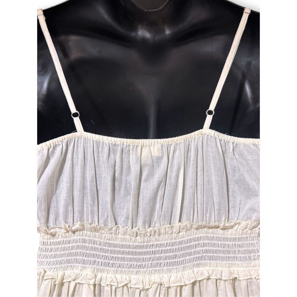 POLโBoho Embroidered Smocked Waist Midi Dress Cream Cottagecore Cami Dress NEW - Picture 16 of 16